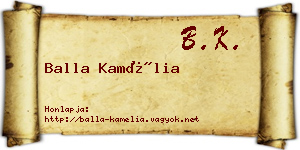Balla Kamélia névjegykártya